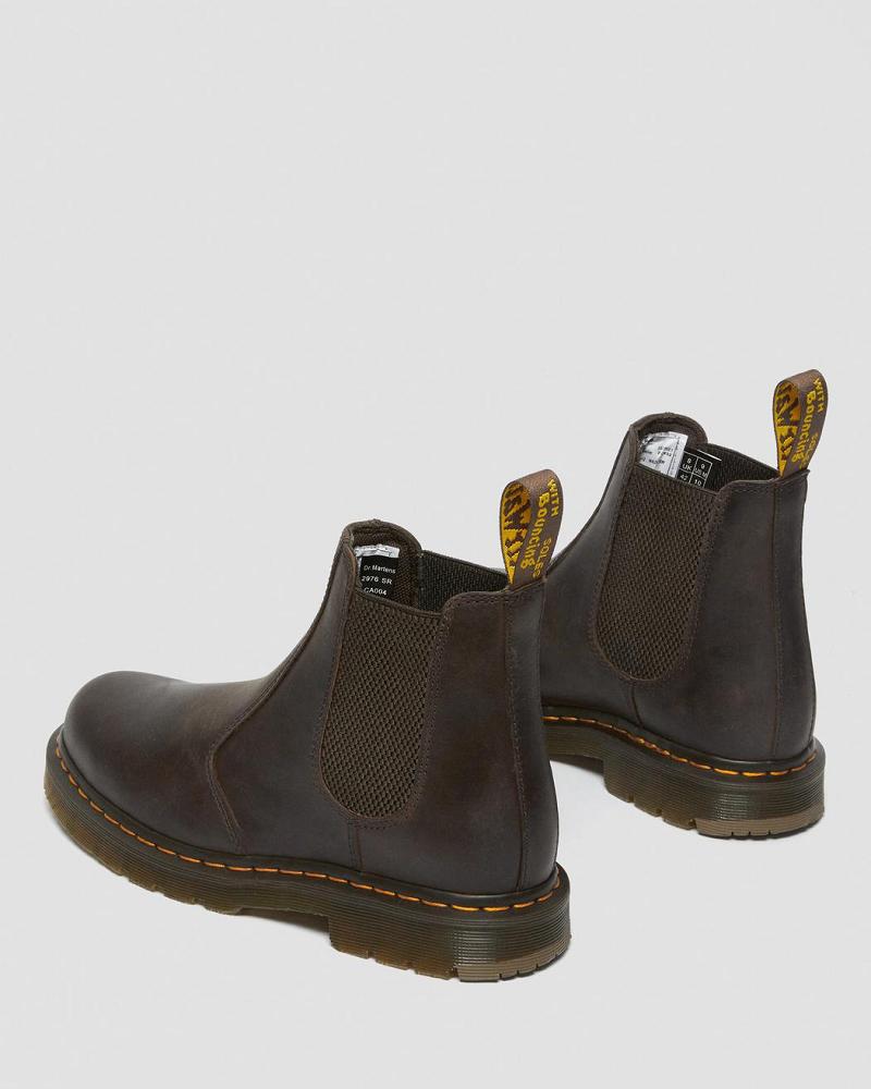 Men's Dr Martens 2976 Slip Resistant Leather Ankle Boots Dark / Brown | AU 424TCE